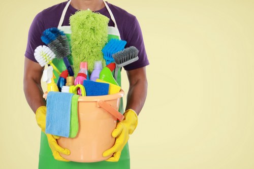 Hot water extraction carpet cleaning equipment in use